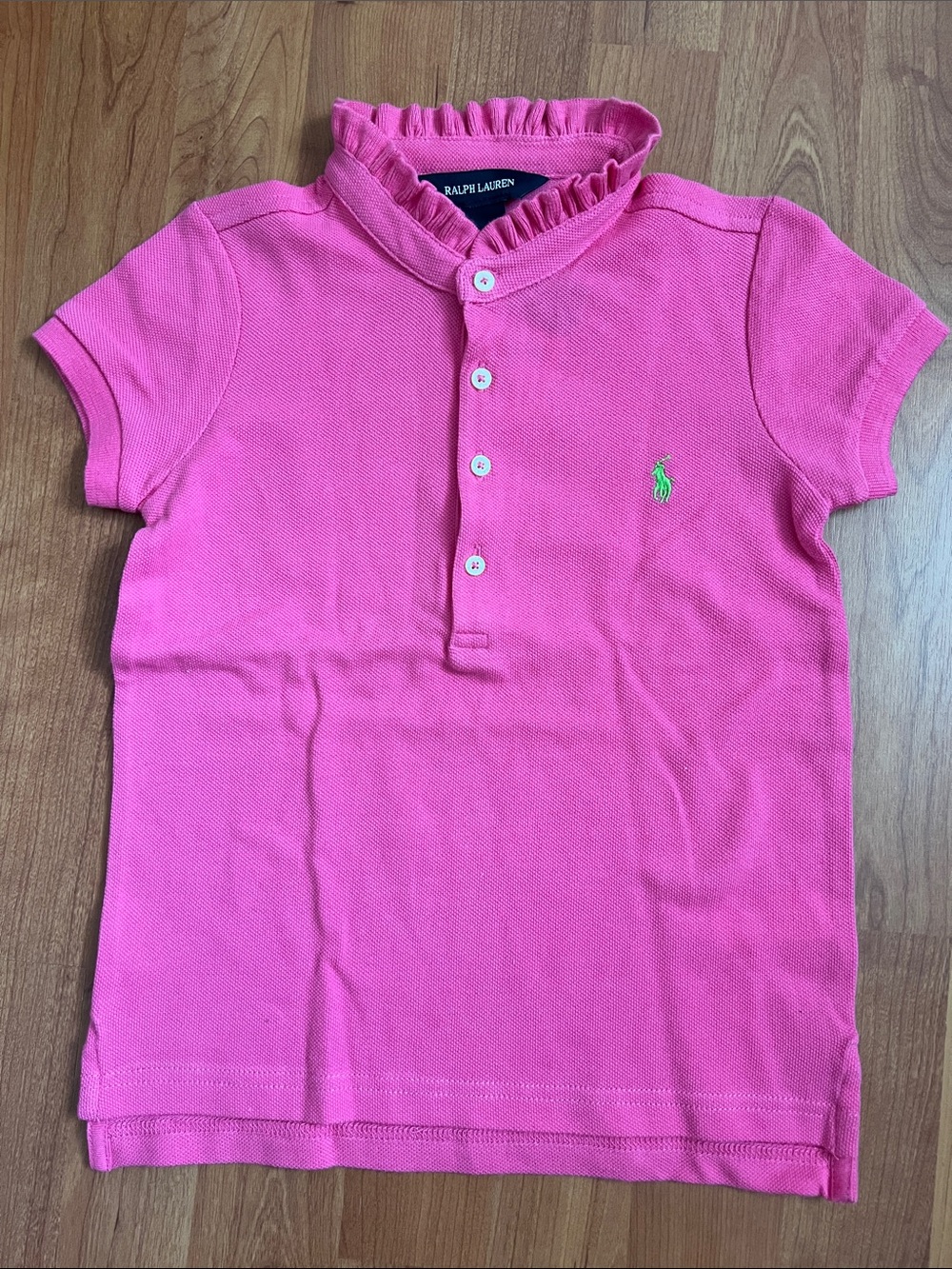 Ralph Lauren Hot Pink Ruffle-Collar Polo Top